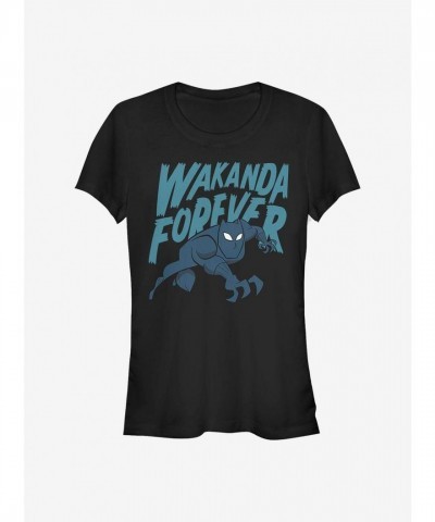 Marvel's Bold Wakanda Forever Art T-Shirt for Girls - Black