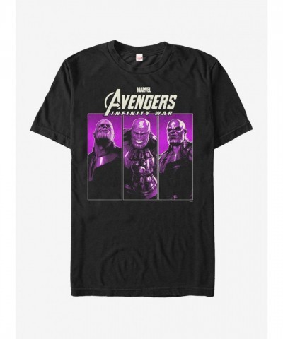 Marvel Avengers Infinity War Black T-Shirt with Thanos Panels