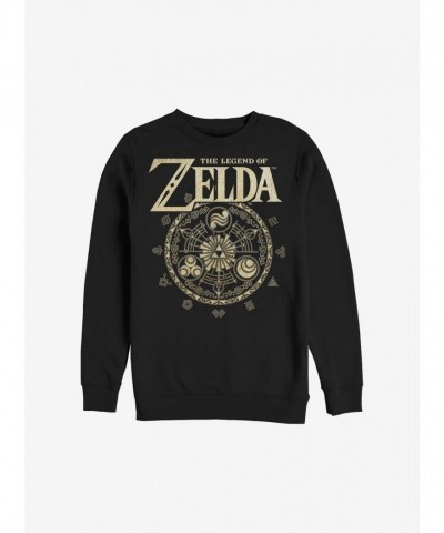 Nintendo Legend of Zelda Emblem Circle Crewneck - Black Men's Sweatshirt