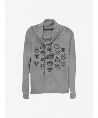 Nintendo Animal Crossing New Horizons Grey Cowlneck Sweatshirt for Girls