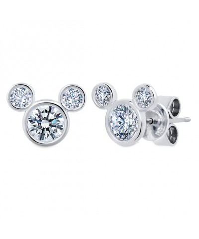 Optimized Mickey Mouse Icon Earrings in Sterling Silver with Cubic Zirconia by CRISLU
