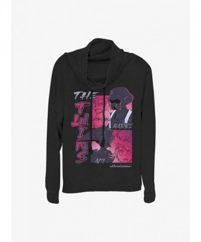 Star Wars Visions Girls Lightweight Cowl Neck Top - Black