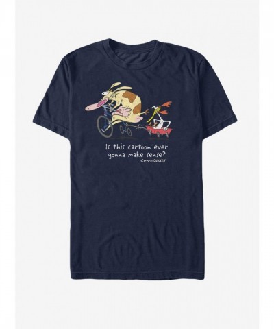 Cow and Chicken Cartoon T-Shirt - Unisex Blue