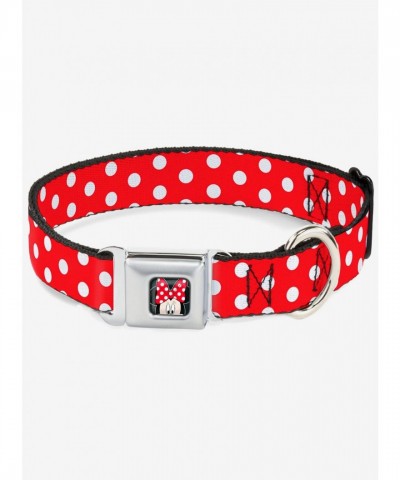 Disney Minnie Mouse Polka Dot Red White Seatbelt Dog Collar