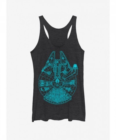Star Wars Iconic Blue Falcon Tank Top for Girls - Black