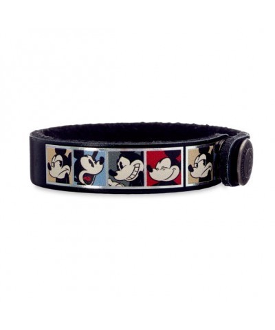 Mickey Mouse Comic Strip Personalized Leather Bracelet by Leather Treaty