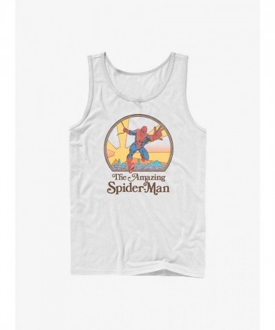 Marvel's Classic 70's Spider-Man White Tank Top for Men