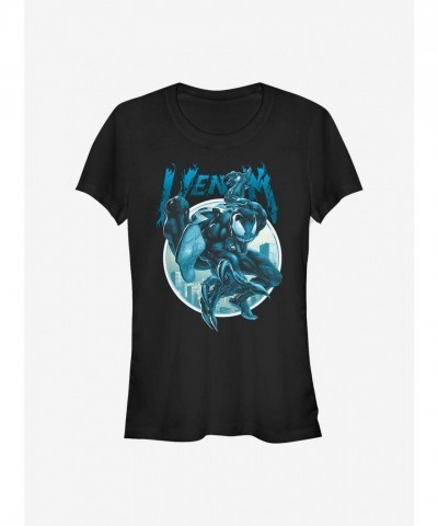 Marvel Girls T-Shirt with Venom Circle Design - Black