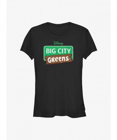 Disney Big City Greens Logo Girls T-Shirt - Junior Sizes in Black