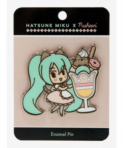 Hatsune Miku Pusheen Collaboration Enamel Pin - 2" Metal Collectible