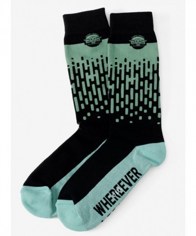 Star Wars Mandalorian The Child Hidden Message Green Comfort Crew Socks