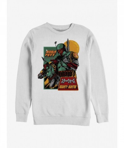 Boba Fett Bounty Hunter Crewneck Sweatshirt - White for Men