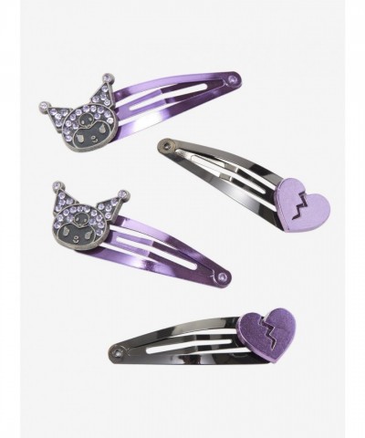 Kawaii Bling Kuromi Heart Hair Clips for Girls