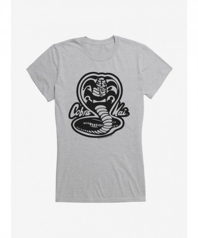 Cobra Kai Grey T-Shirt for Girls - Black and White Logo