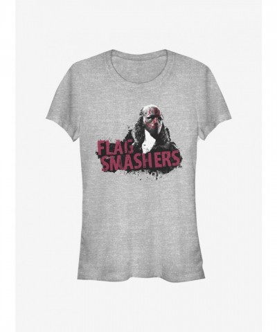 Marvel Girls The Falcon Winter Soldier Flag Smashers T-Shirt Grey