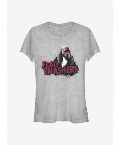Marvel Girls The Falcon Winter Soldier Flag Smashers T-Shirt Grey