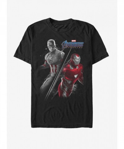 Marvel's Avengers Endgame Captain America Iron Man Unisex T-Shirt - Black