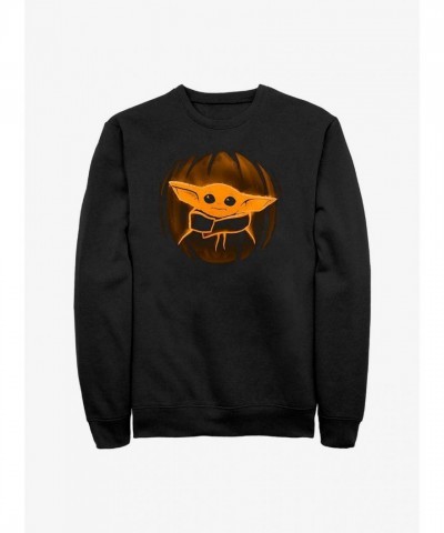 The Mandalorian Child Pumpkin Carving Graphic Sweatshirt - Men's Black