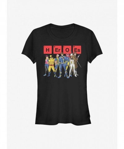 Marvel Girls T-Shirt - Mutant Heroes Design in Black