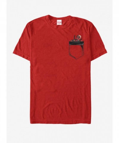 Marvel Deadpool Faux Pocket Men's T-Shirt - Red