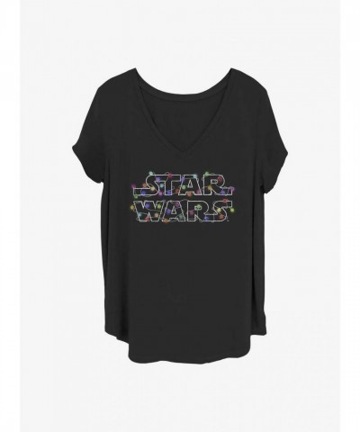 Star Wars Holiday Lights Plus Size Tee for Girls - Black